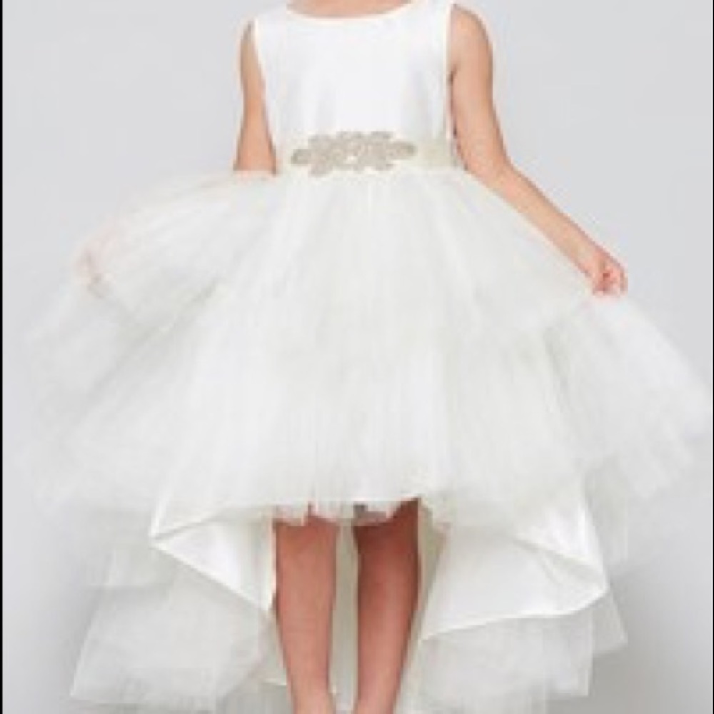 Little Girls Hi-Lo dress with beaded belt
